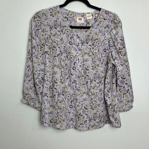 NWT Levi's Bohemian Lavender Floral Print Cottagecore Peasant Blouse Top Small